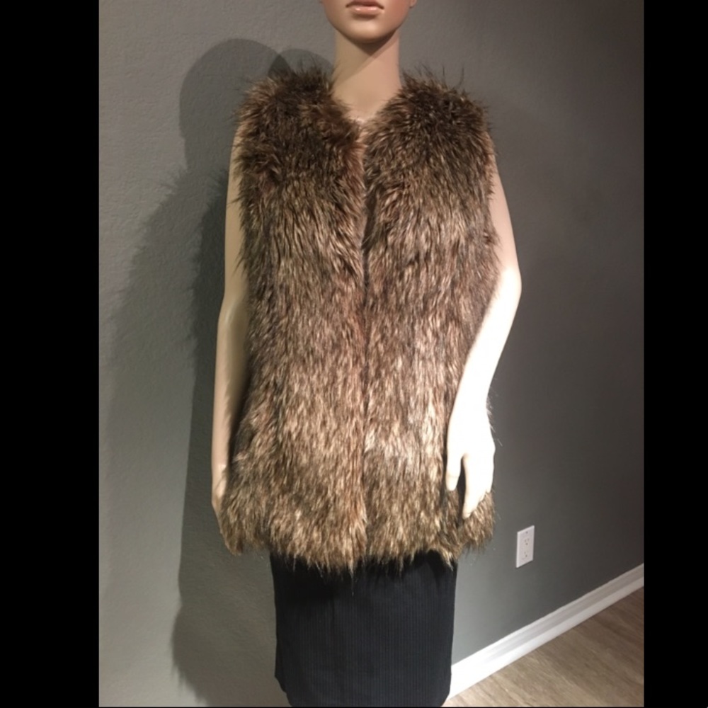 BSABLE Multi-Brown Faux Fur Vest